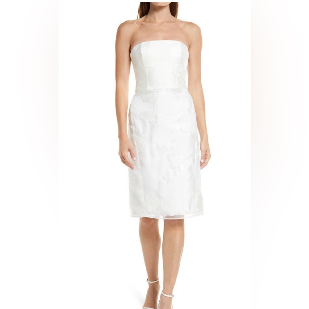 Nwt! AMSALE Rose Fil Coupé Strapless Cocktail Dress sz 8